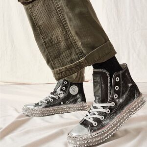 Free People Studded Sneakers Nan-Ku Sz 39/9 Black SOLD OUT excellent condition!